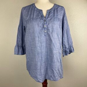 North River Half Button Down Tunic Top Size L EUC